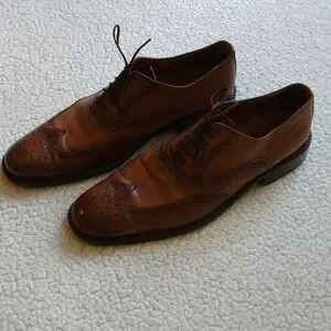 Zara | Shoes | Zara Brown Leather Short Wing Brogue Shoes Us  display picture 1